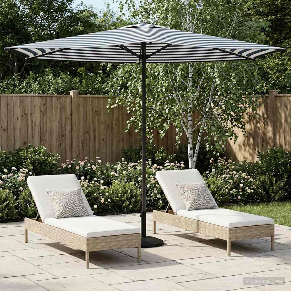 Tuinparasol 270 x 270 cm Polyester Rechthoekig Blauw en Wit