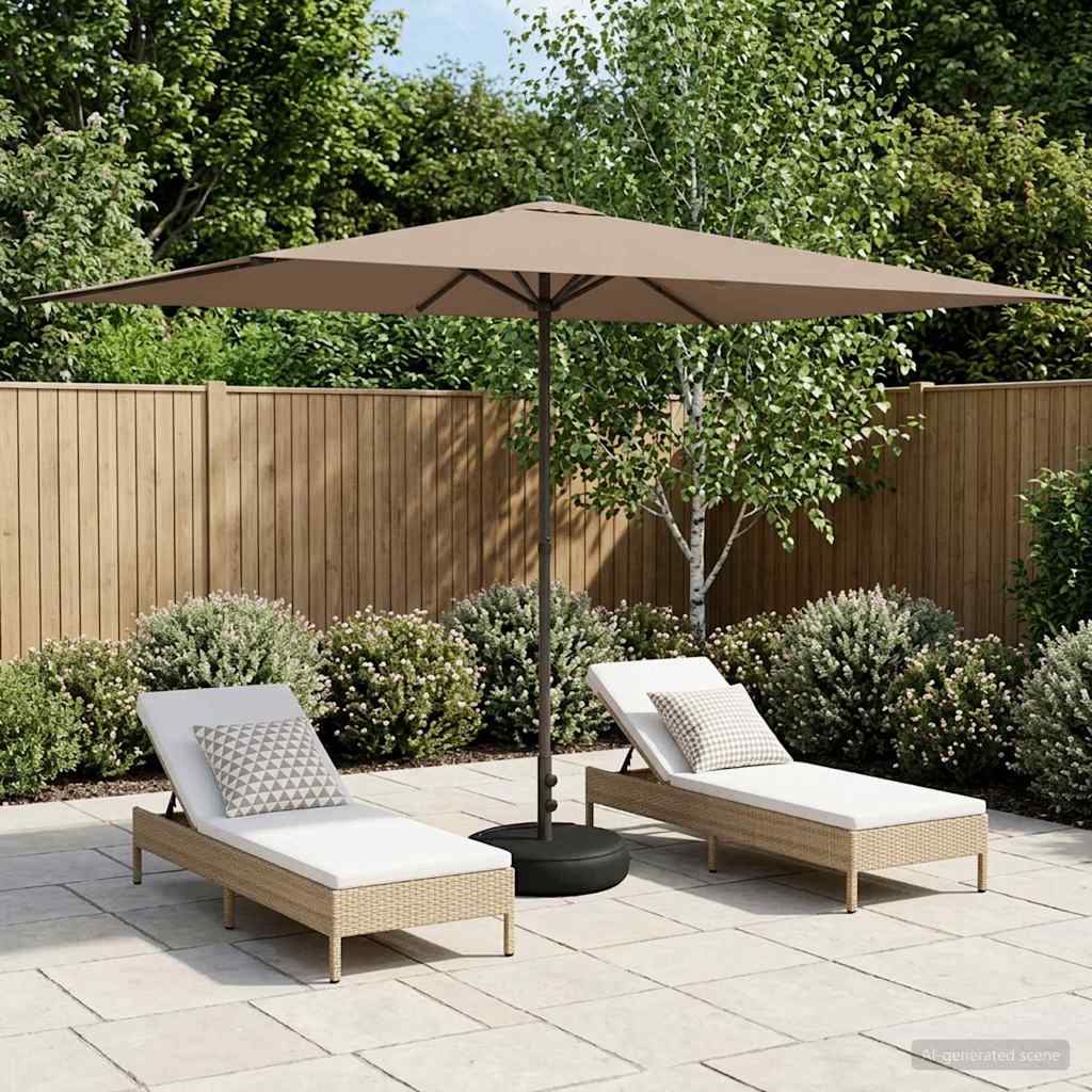 Tuinparasol met Basis 200 x 300 cm Polyester Rechthoekig Taupe