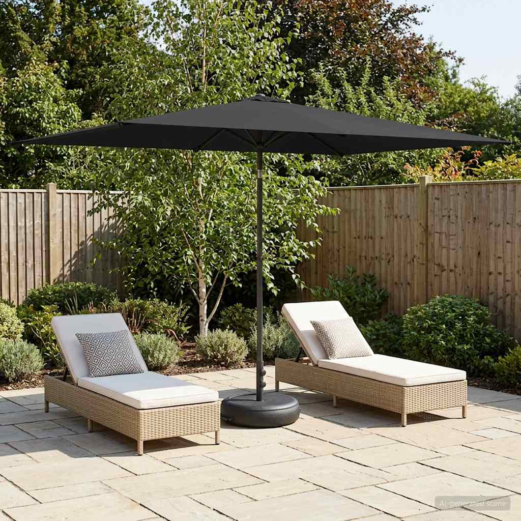 Tuinparasol met Basis 200 x 300 cm Polyester Rechthoekig