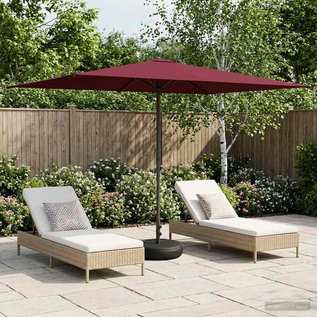 Tuinparasol met Basis 200 x 300 cm Polyester Rechthoekig