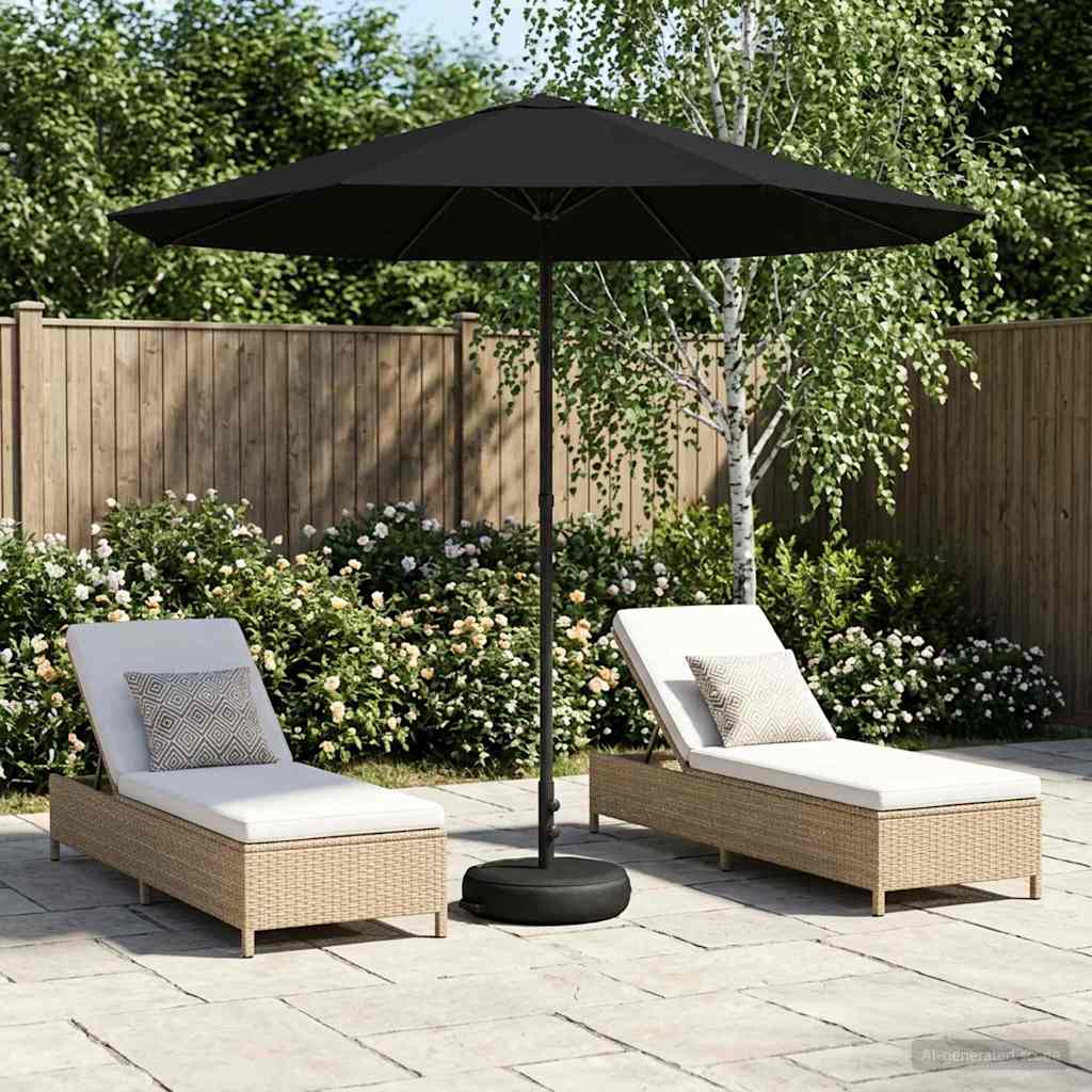 Tuinparasol met Basis 230 x 230 cm Polyester Rechthoekig Zwart