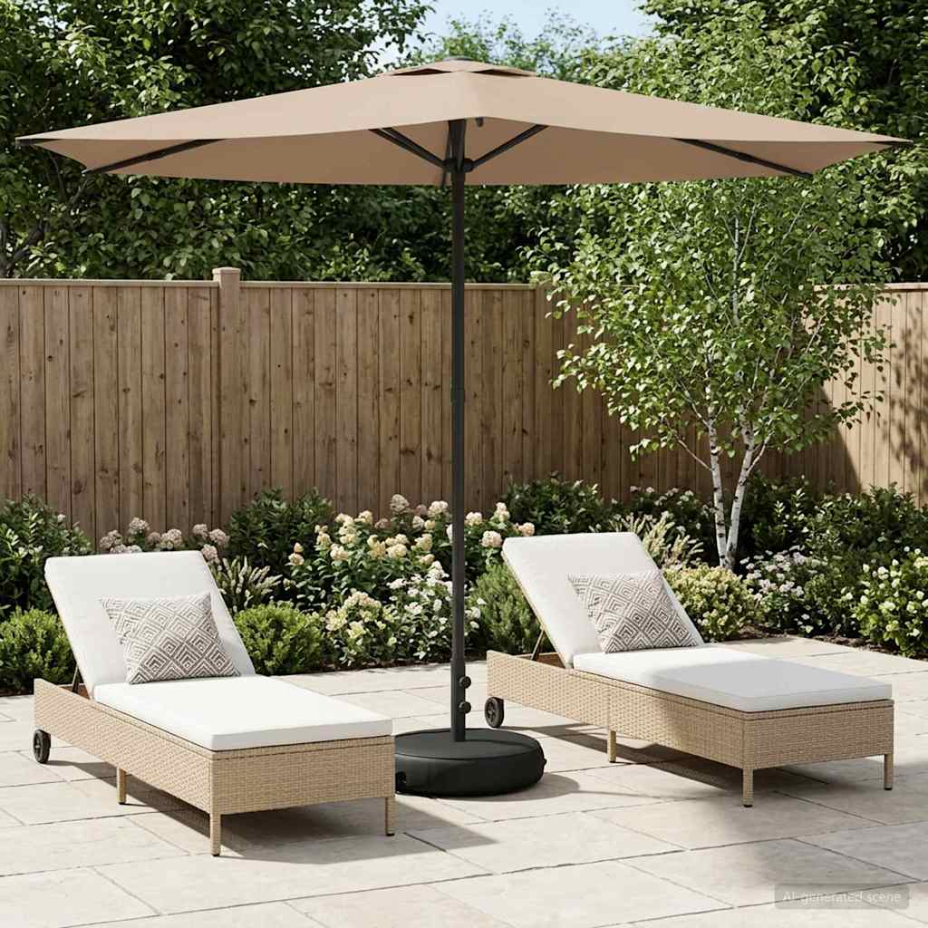 Tuinparasol met Basis 270 x 270 cm Polyester Rechthoekig Taupe – afbeelding 1