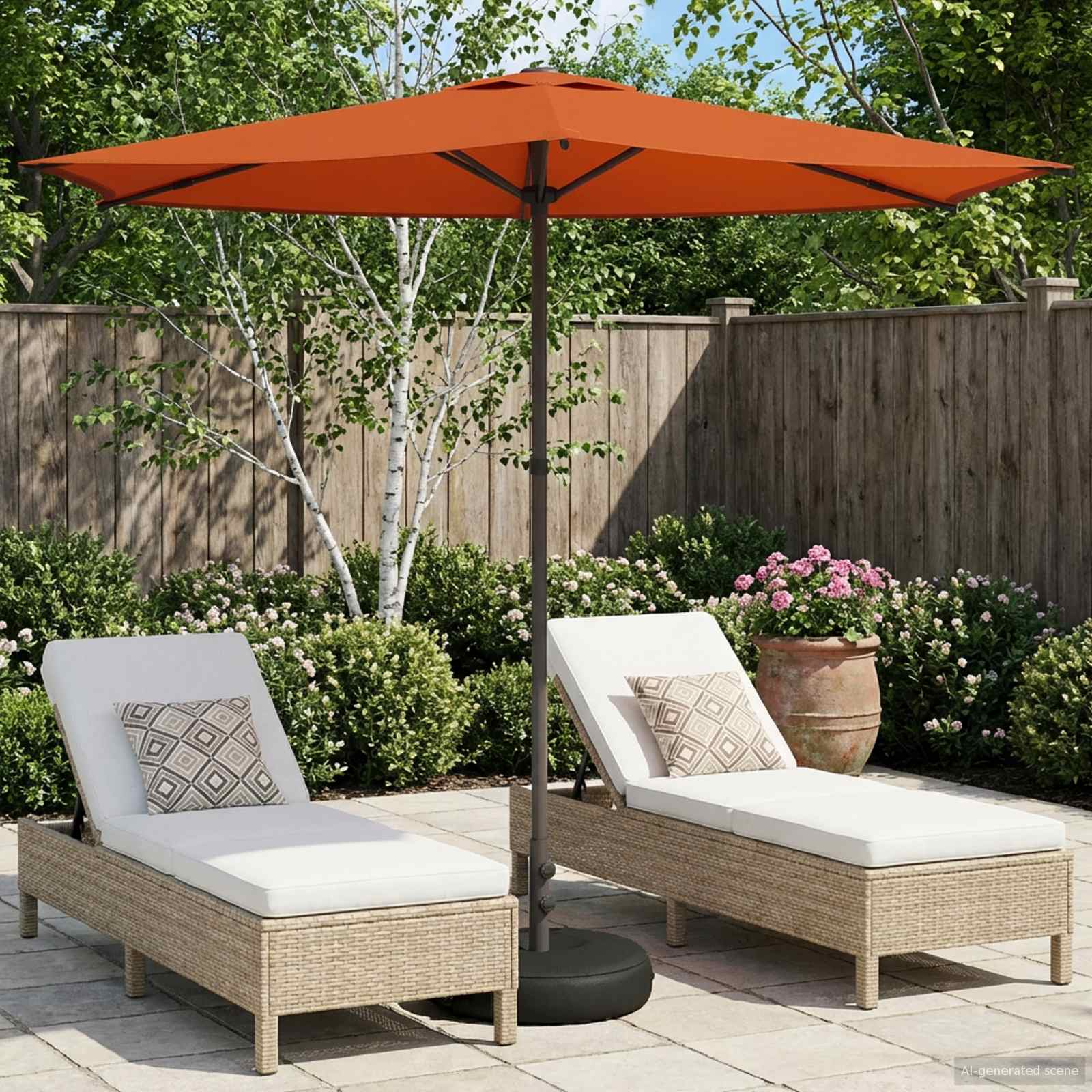 Tuinparasol met Basis 270 x 270 cm Polyester Rechthoekig