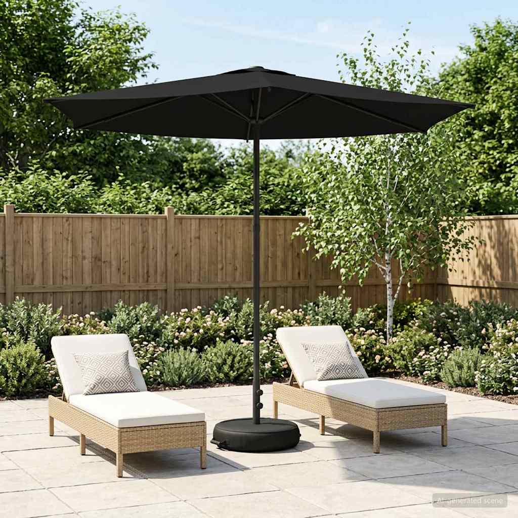 Tuinparasol met Basis 270 x 270 cm Polyester Rechthoekig Zwart – afbeelding 1