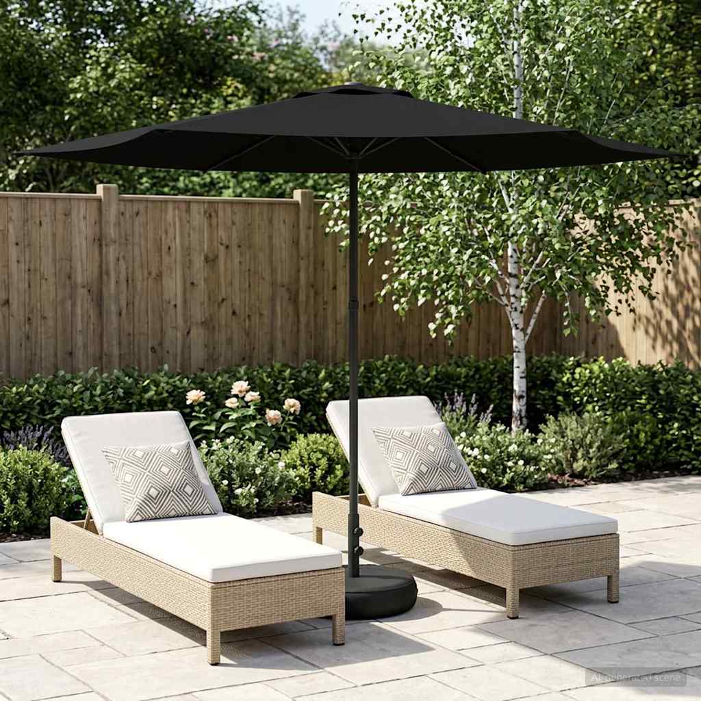 Tuinparasol met Basis 300 x 300 cm Polyester Rechthoekig Zwart