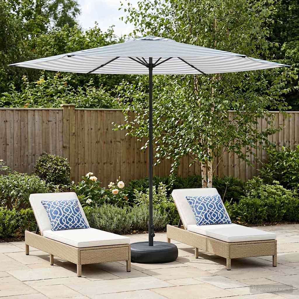 Tuinparasol met Basis 300 x 300 cm Polyester Rechthoekig