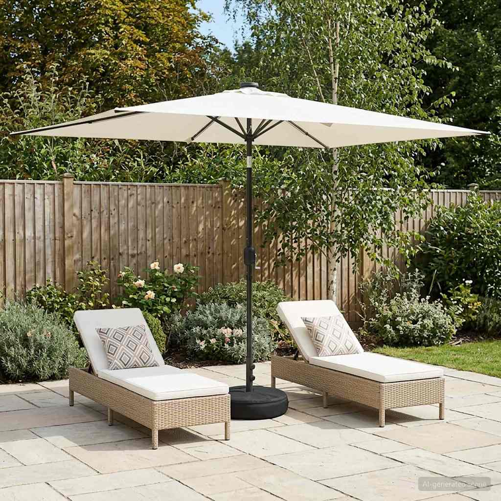 Tuinparasol met LED-lampen en voet 200 x 300 cm Polyester
