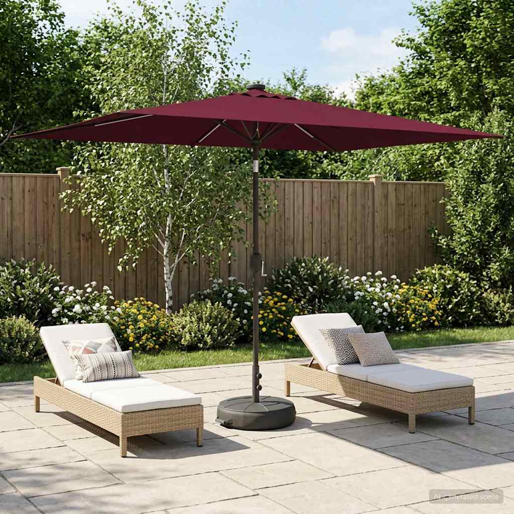 Tuinparasol met LED-lampen en voet 200 x 300 cm Polyester