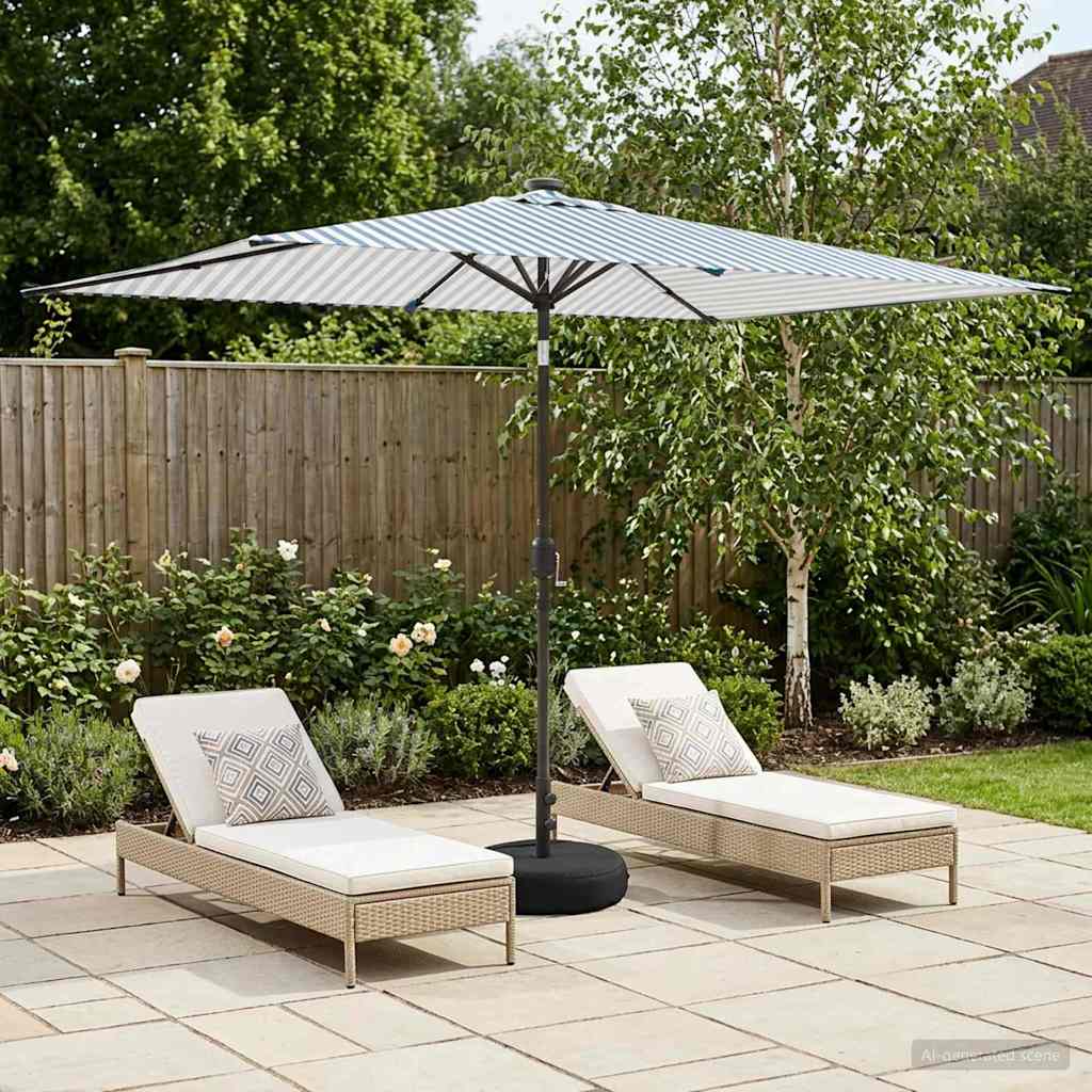 Tuinparasol met LED-lampen en voet 200 x 300 cm Polyester