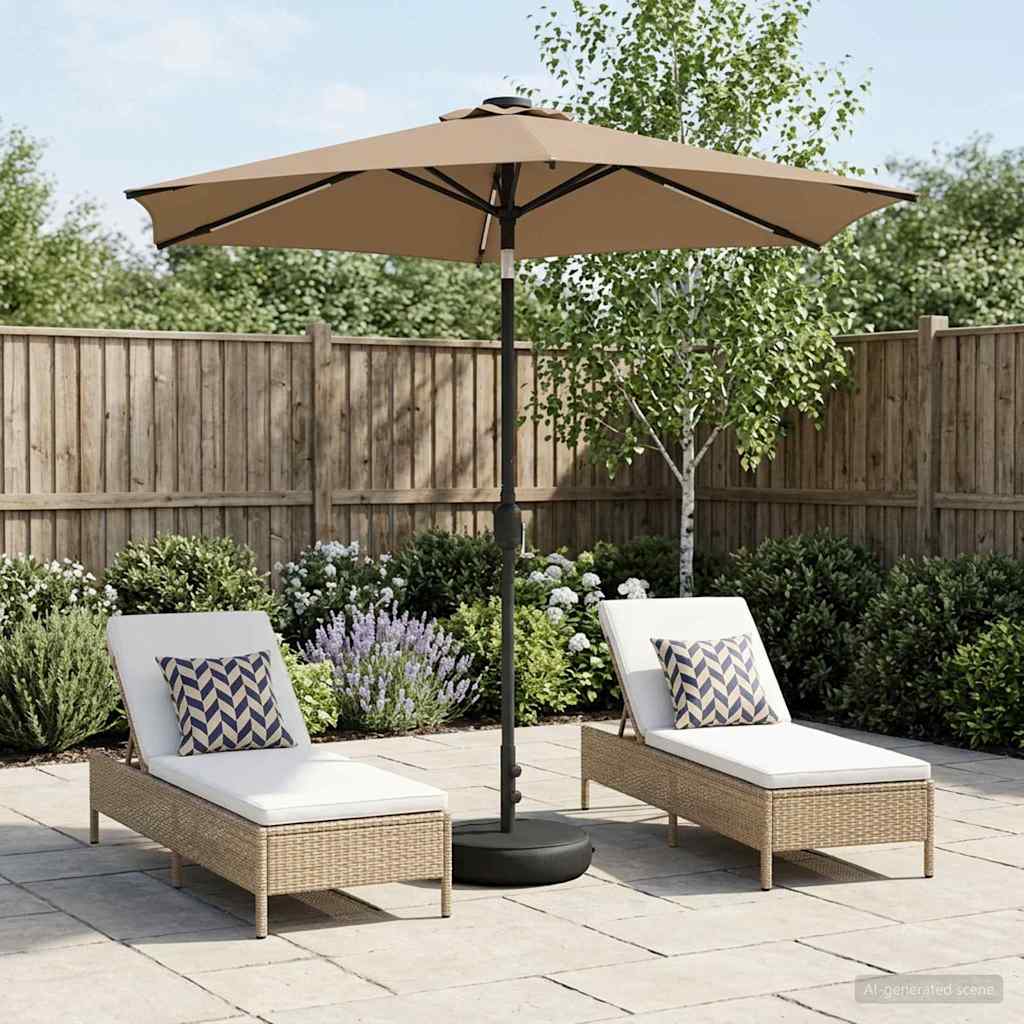 Tuinparasol met LED-lampen en voet 230 x 230 cm Polyester Taupe