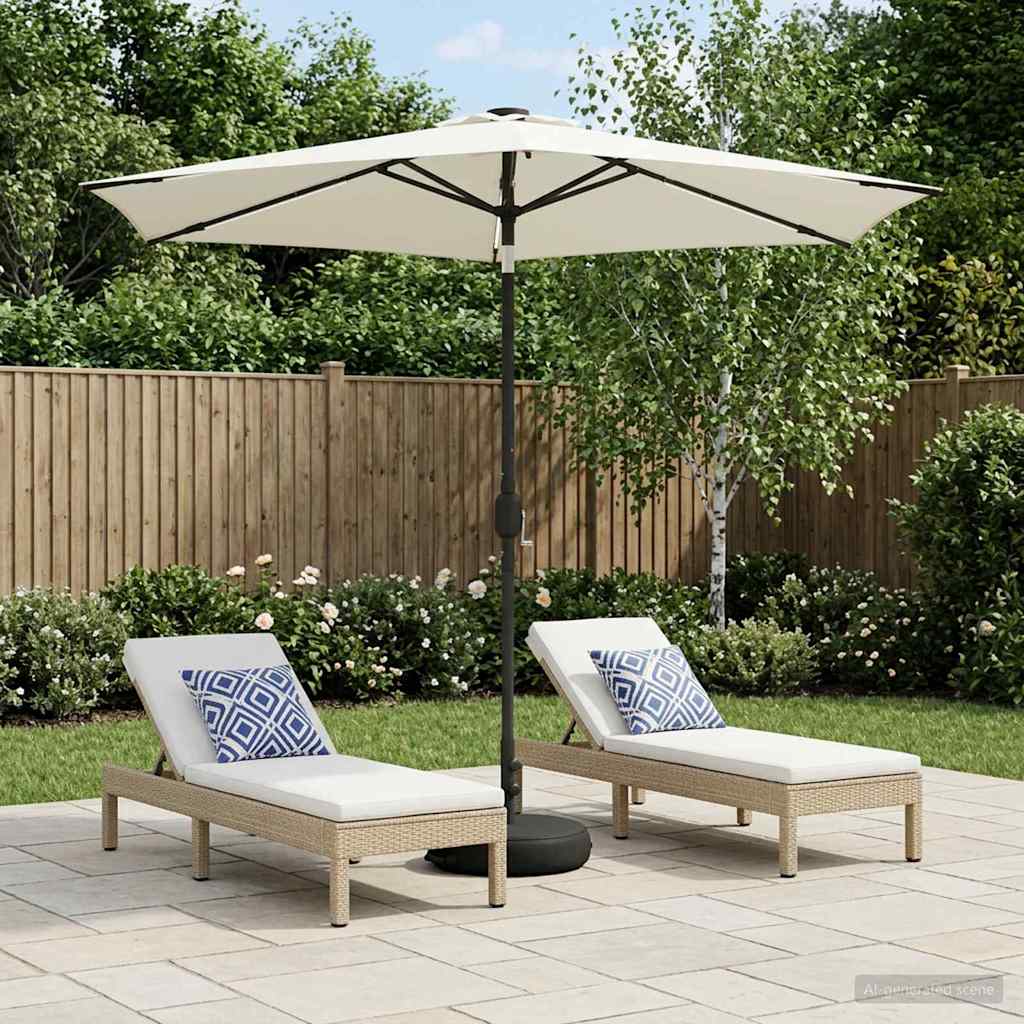 Tuinparasol met LED-lampen en voet 270 x 270 cm Polyester – afbeelding 1