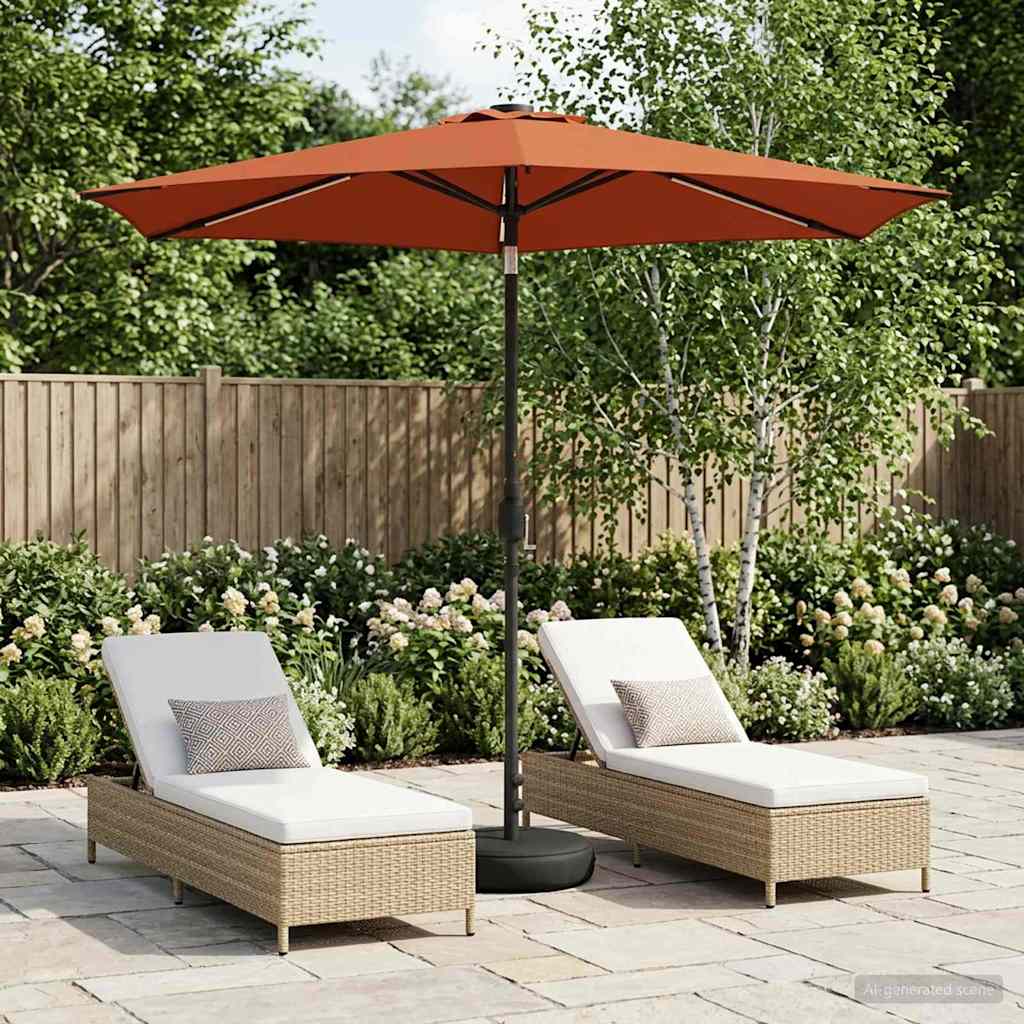 Tuinparasol met LED-lampen en voet 270 x 270 cm Polyester