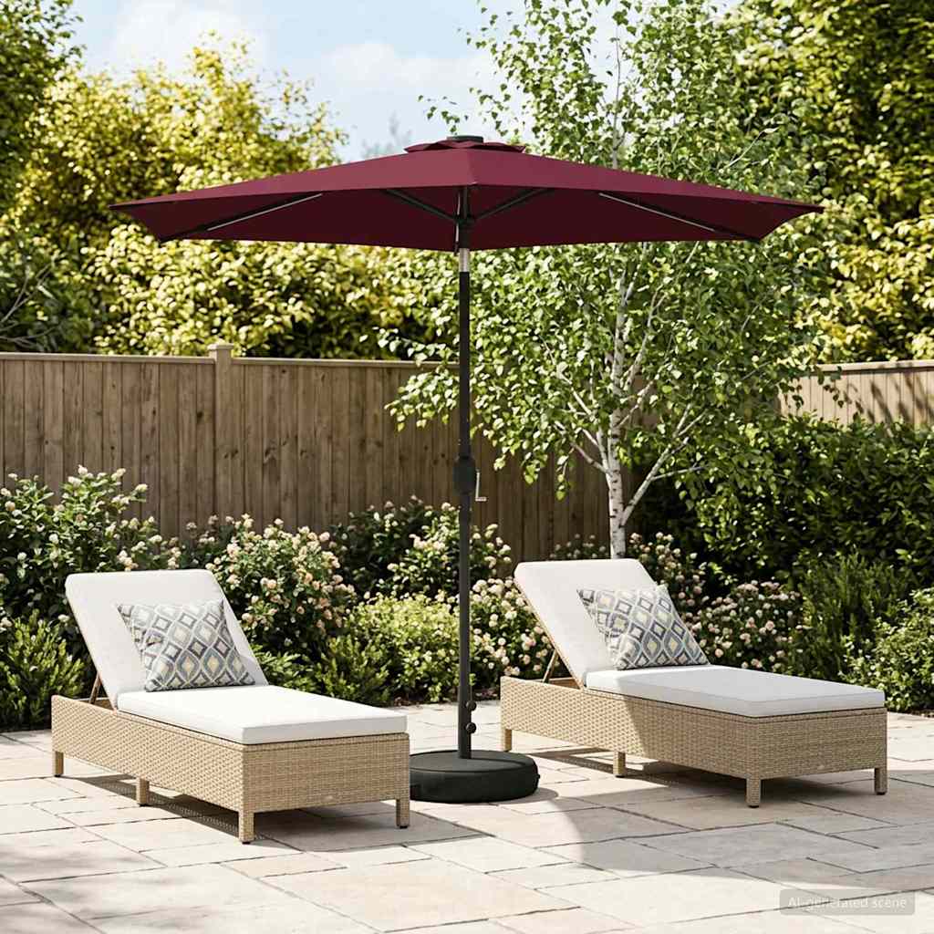 Tuinparasol met LED-lampen en voet 270 x 270 cm Polyester