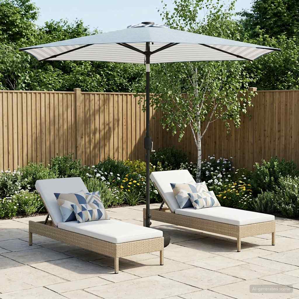 Tuinparasol met LED-lampen en voet 270 x 270 cm Polyester – afbeelding 1