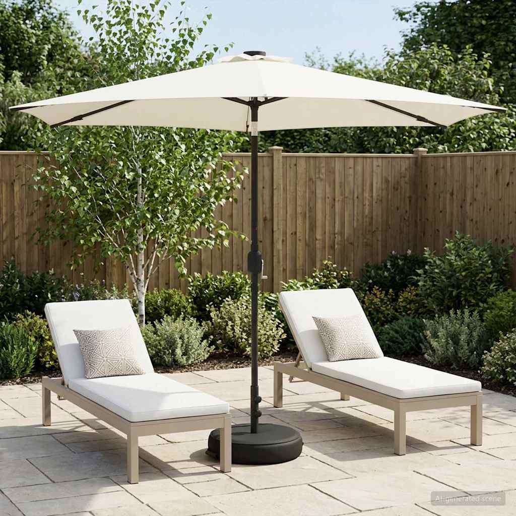 Tuinparasol met LED-lampen en voet 300 x 300 cm Polyester