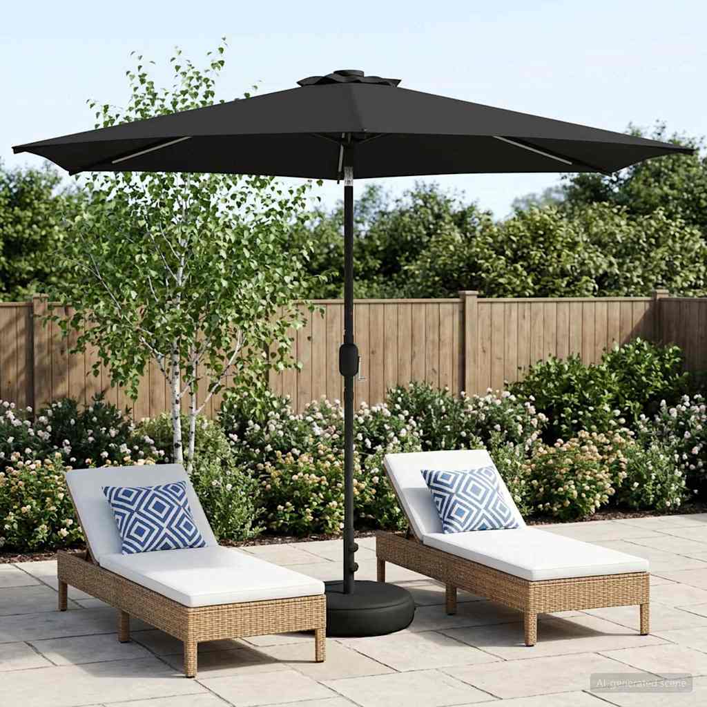 Tuinparasol met LED-lampen en voet 300 x 300 cm Polyester