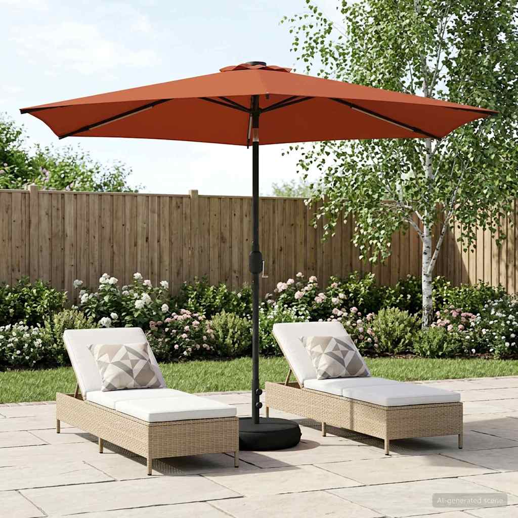 Tuinparasol met LED-lampen en voet 300 x 300 cm Polyester