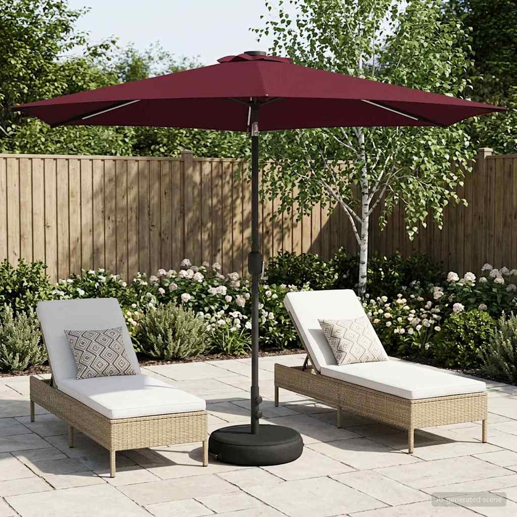 Tuinparasol met LED-lampen en voet 300 x 300 cm Polyester – afbeelding 1