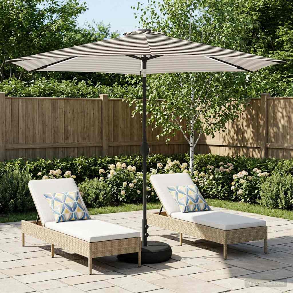 Tuinparasol met LED-lampen en voet 300 x 300 cm Polyester