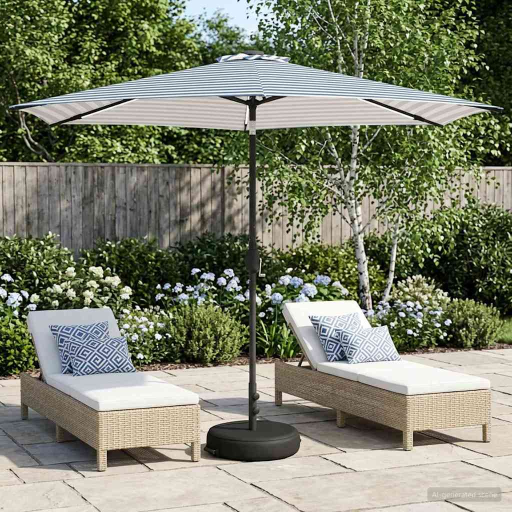 Tuinparasol met LED-lampen en voet 300 x 300 cm Polyester – afbeelding 1