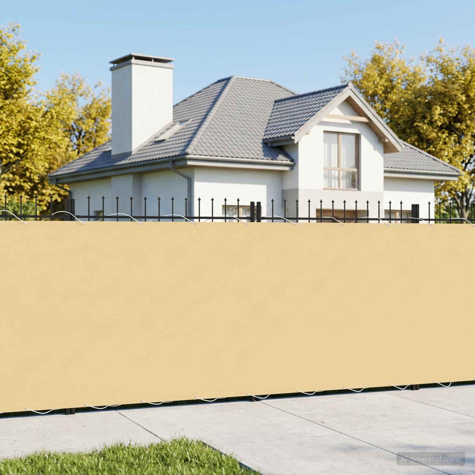 Balkon Privacy Scherm 180 x 400 cm Stof met PU-coating Zand – afbeelding 1