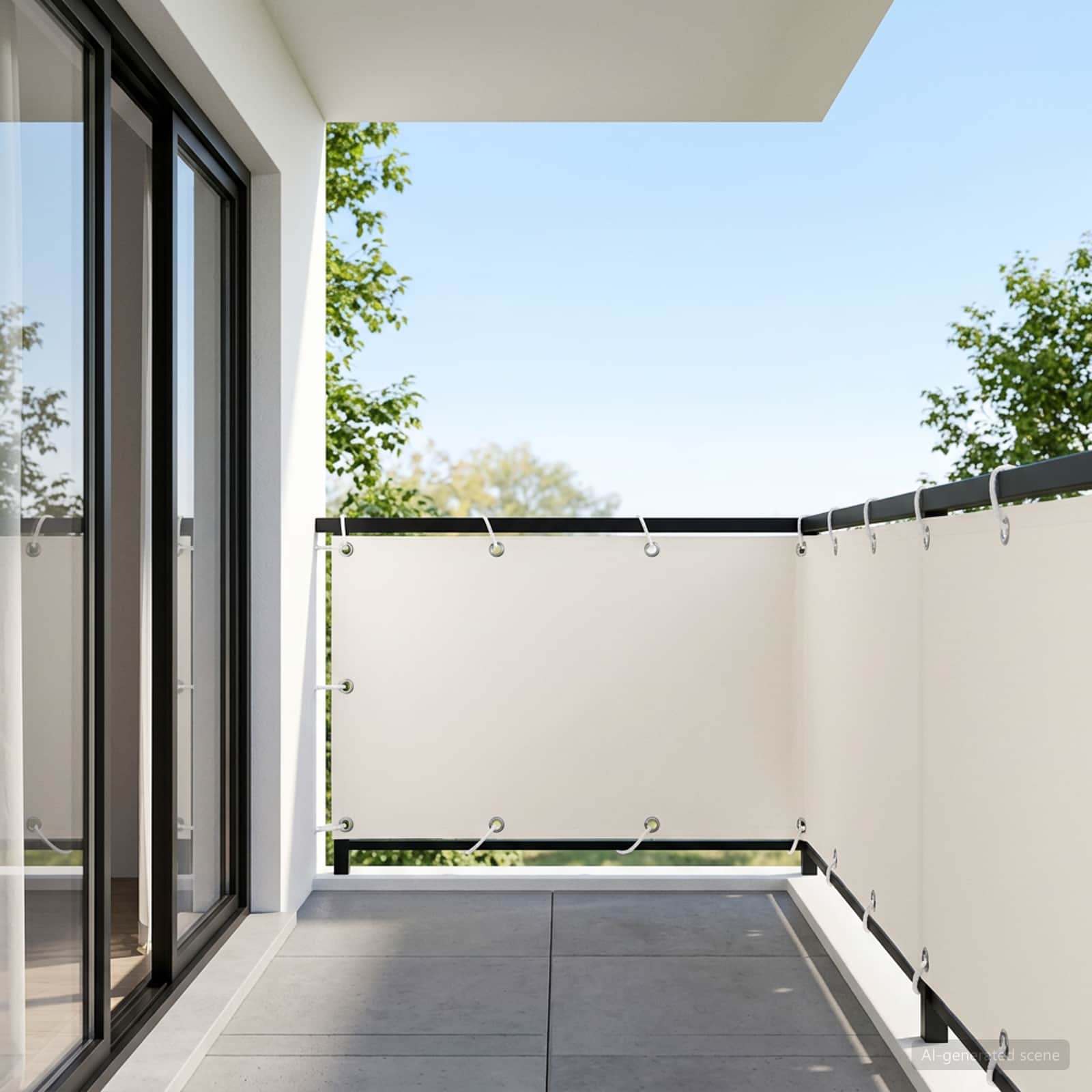 Balkon Privacy Scherm 150 x 600 cm Stof met PU-coating Wit – afbeelding 1