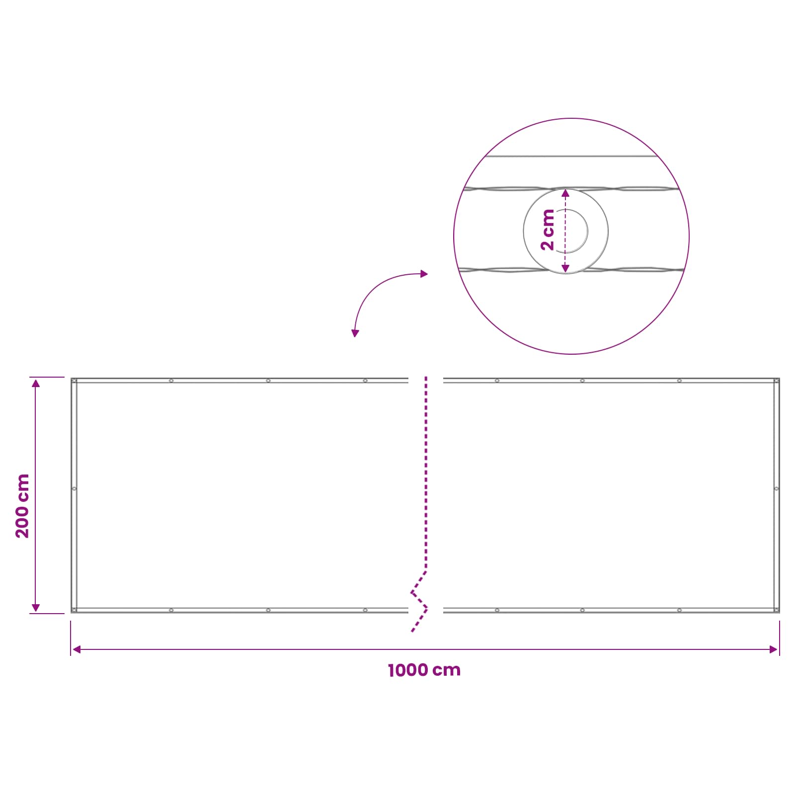 Balkon Privacy Scherm 200 x 1000 cm Stof met PU-coating Wit – afbeelding 7