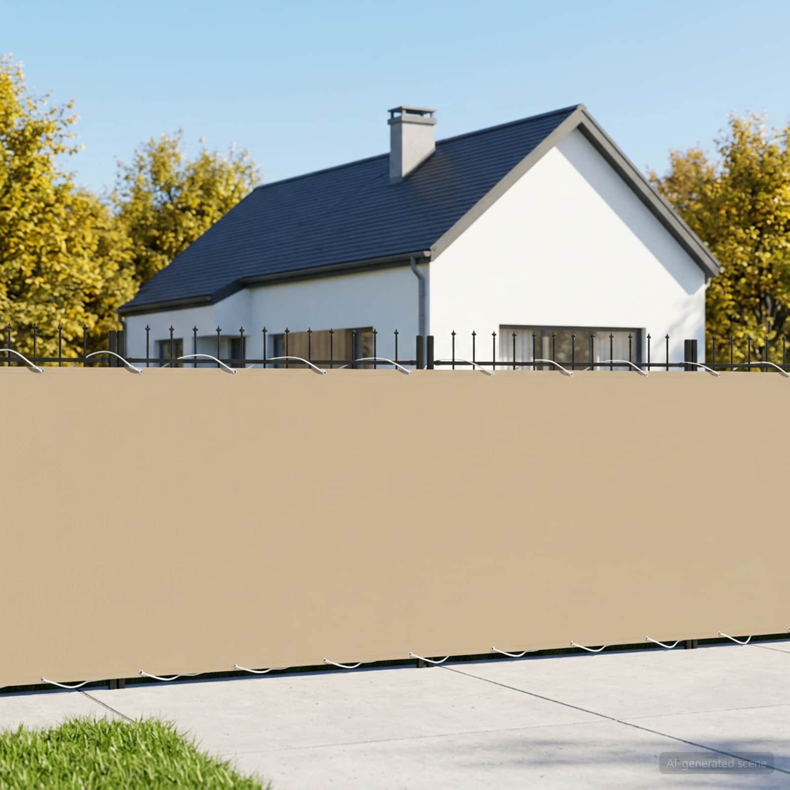 Balkon Privacy Scherm 150 x 800 cm Stof met PU-coating Beige – afbeelding 1