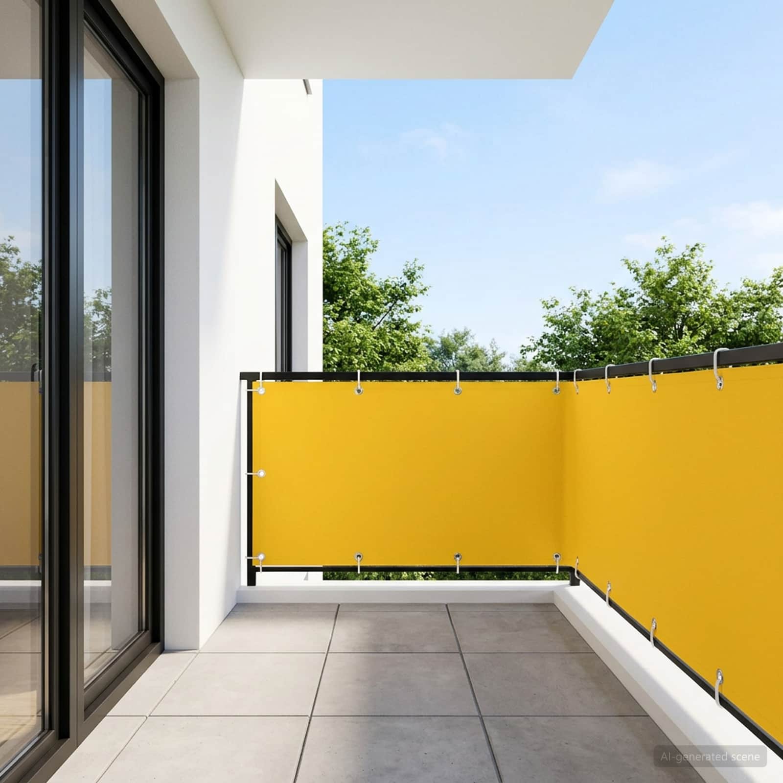 Balkon Privacy Scherm 150 x 400 cm Stof met PU-coating Geel – afbeelding 1