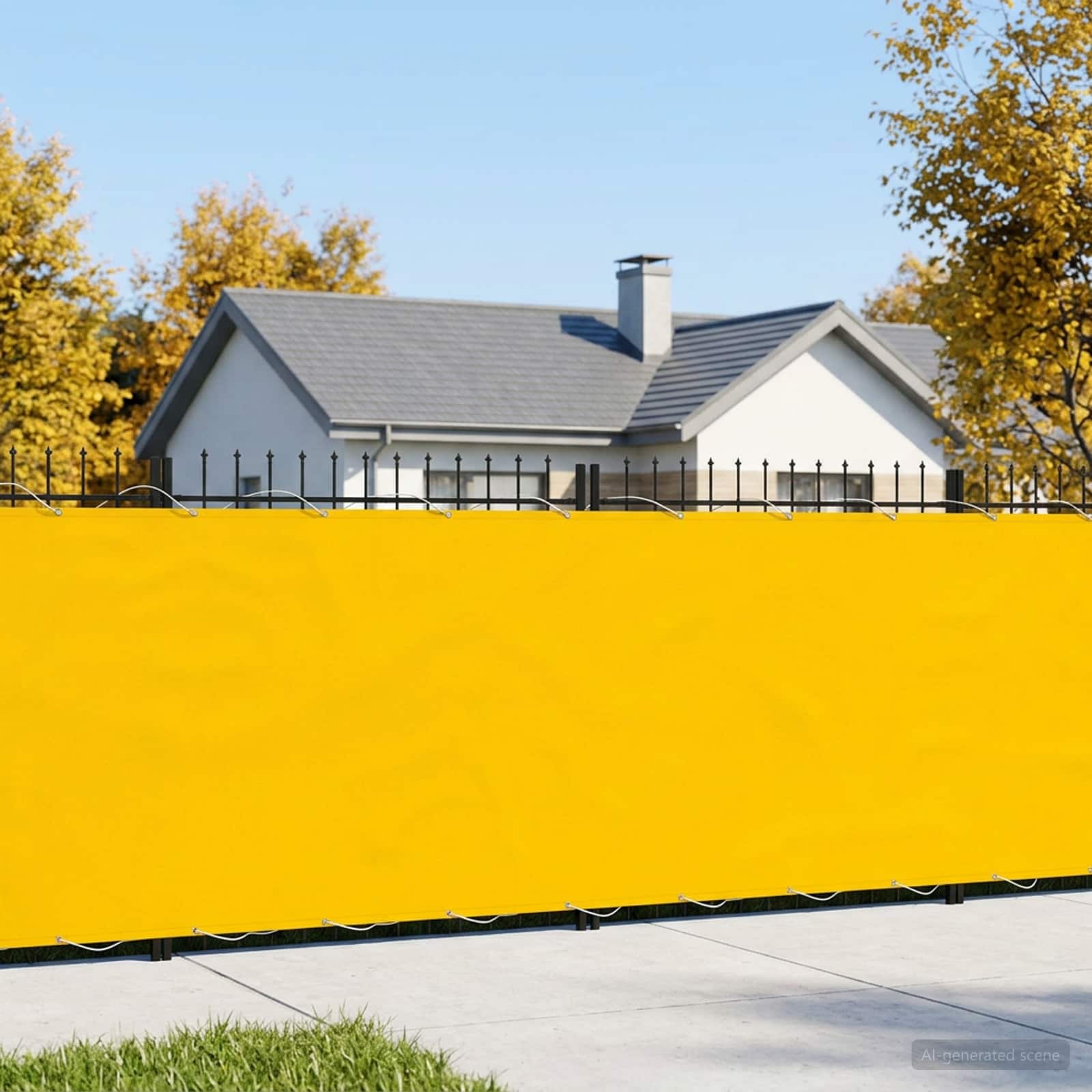 Balkon Privacy Scherm 200 x 400 cm Stof met PU-coating Geel – afbeelding 1