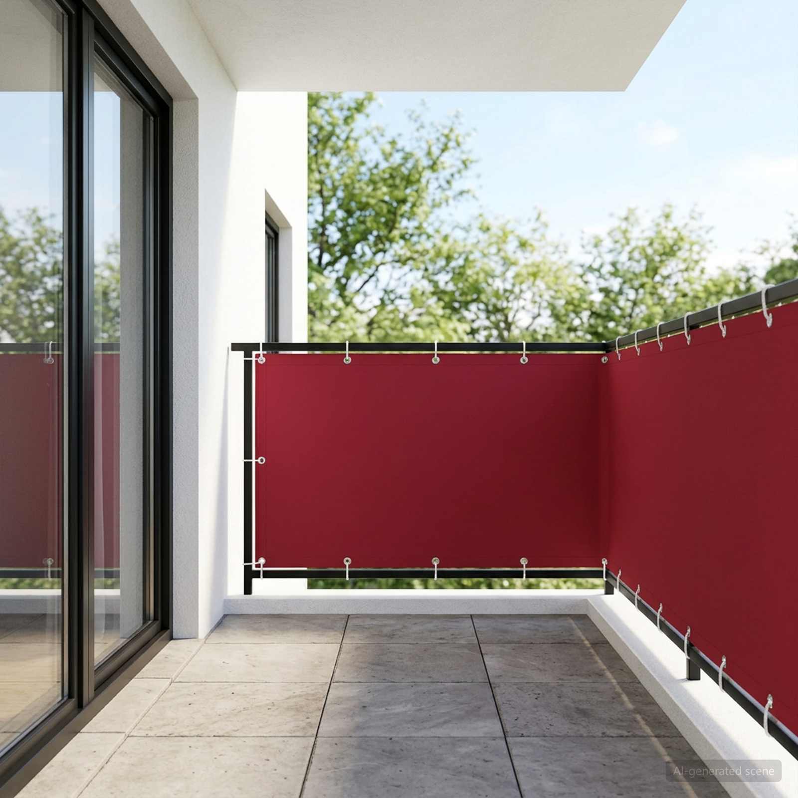 Balkon Privacy Scherm 150 x 600 cm Stof met PU-coating Rood – afbeelding 1
