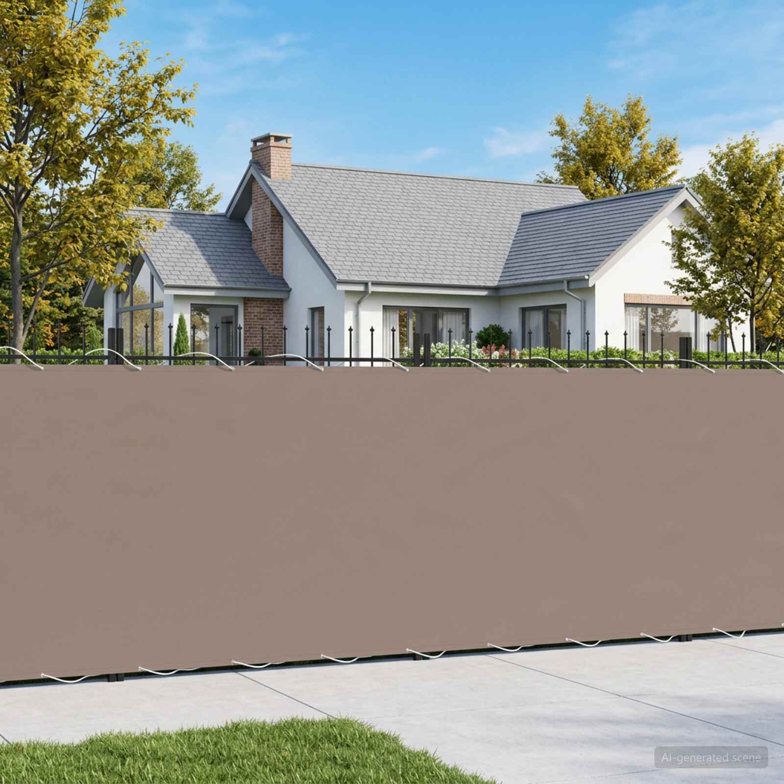 Balkon Privacy Scherm 1,2 x 15 m Stof met PU-coating Taupe – afbeelding 1