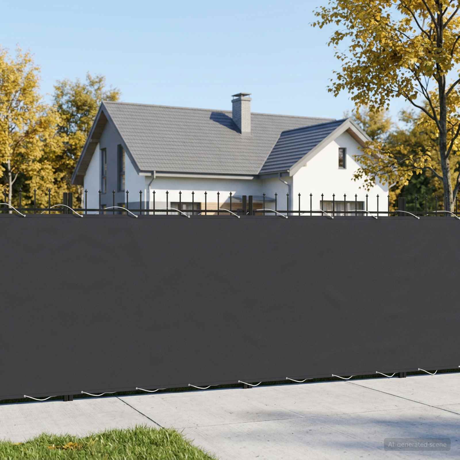 Balkon Privacy Scherm 1,2 x 15 m Stof met PU-coating Zwart – afbeelding 1