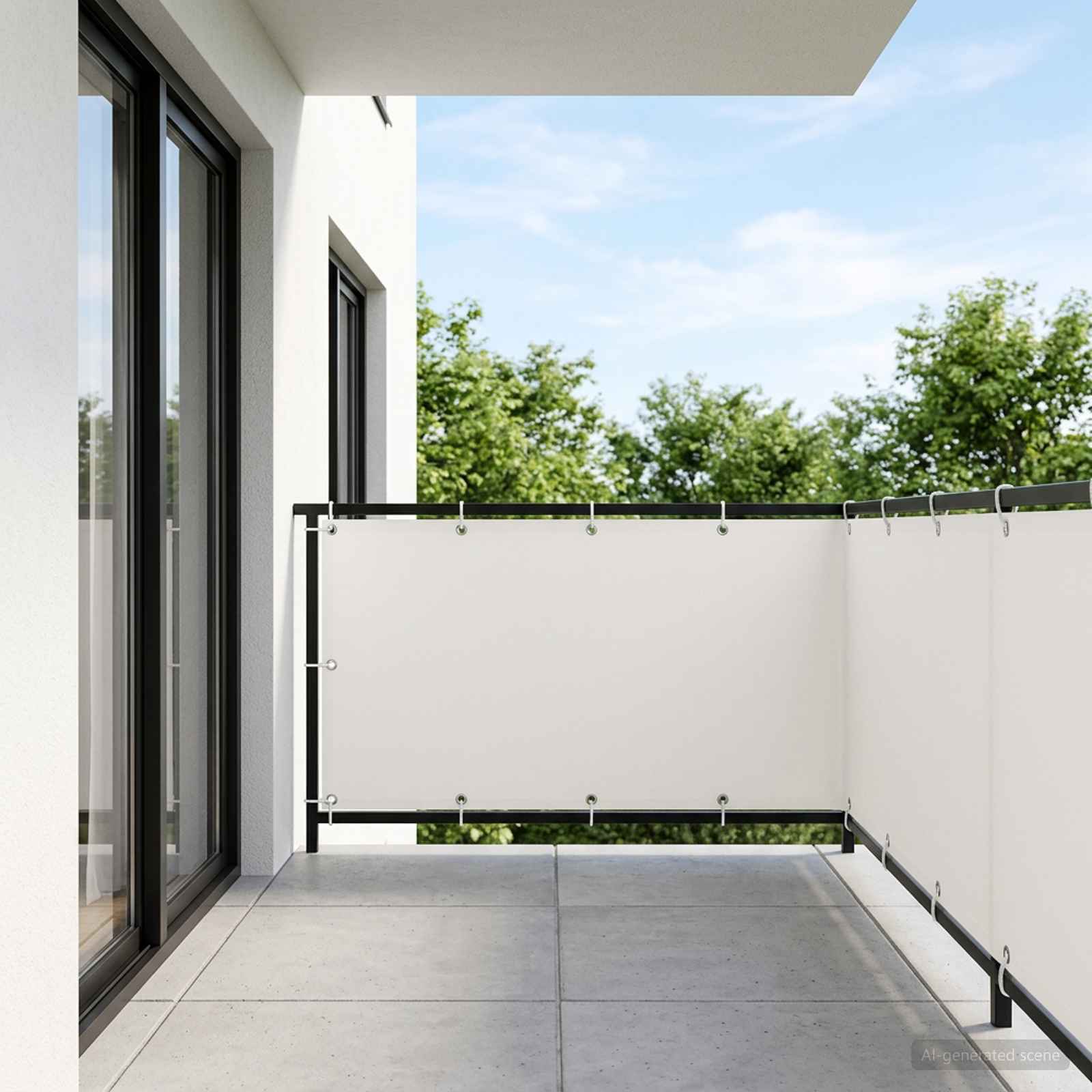 Balkon Privacy Scherm 1,5 x 15 m Stof met PU-coating Wit