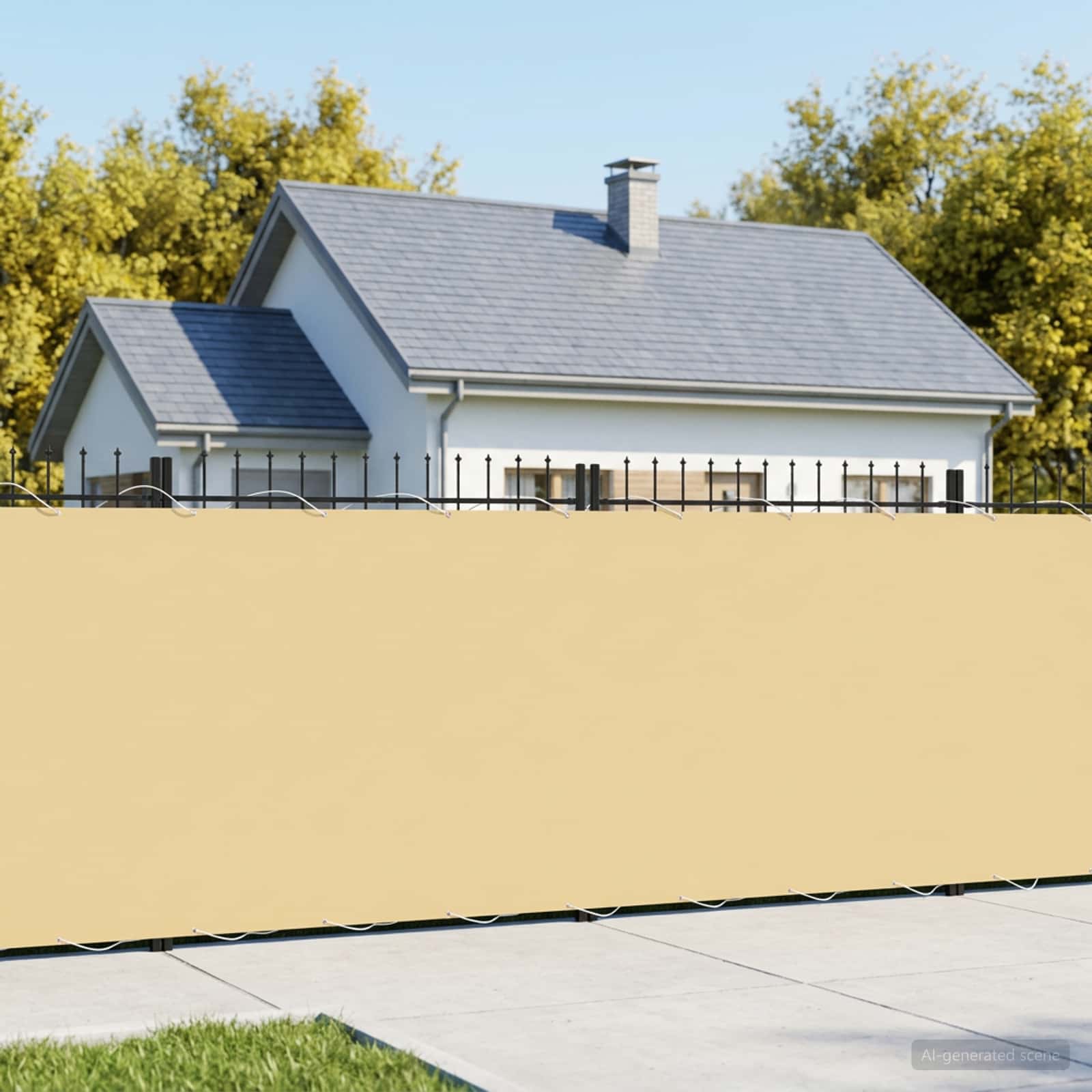 Balkon Privacy Scherm 1,5 x 15 m Stof met PU-coating Beige