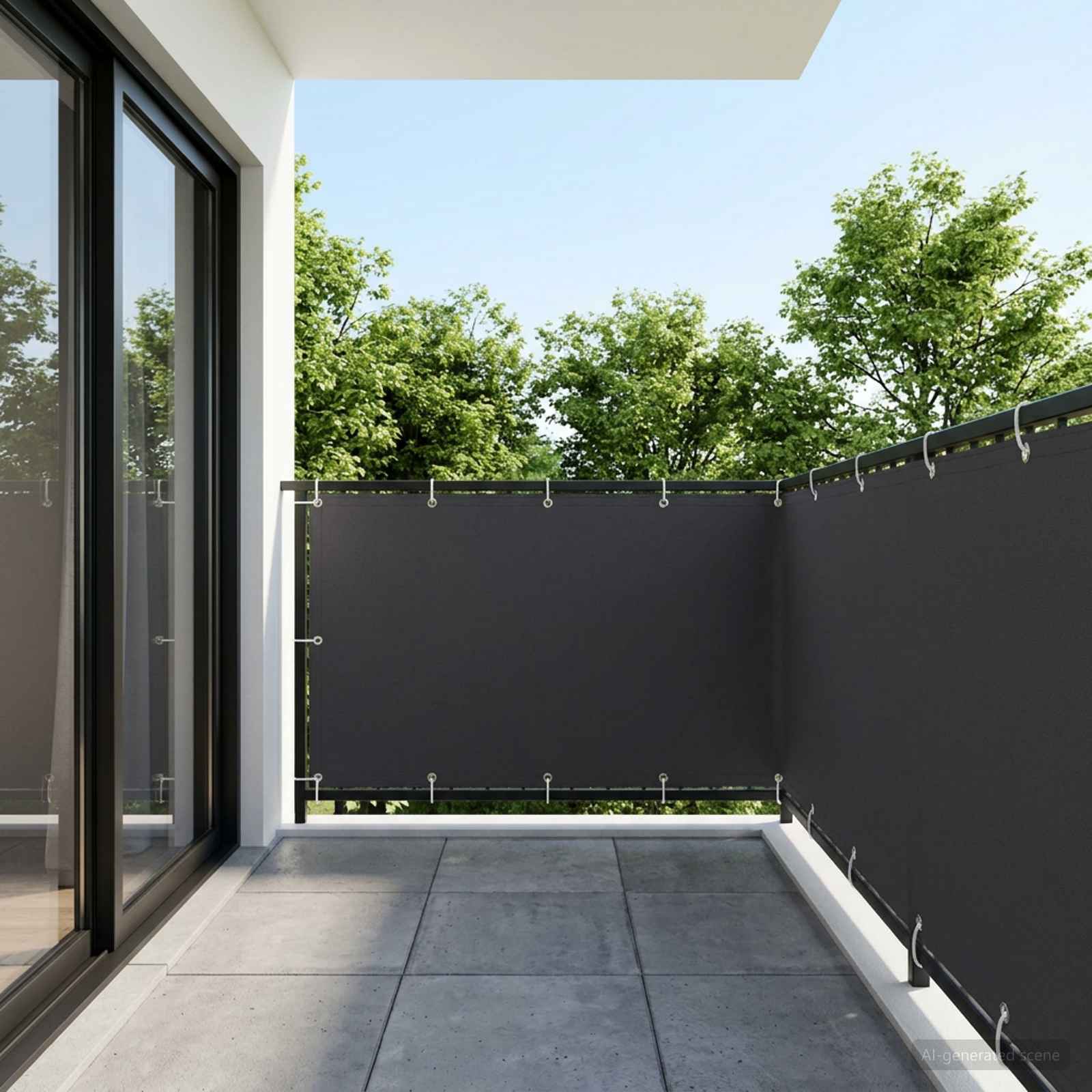 Balkon Privacy Scherm 1,5 x 15 m Stof met PU-coating Zwart