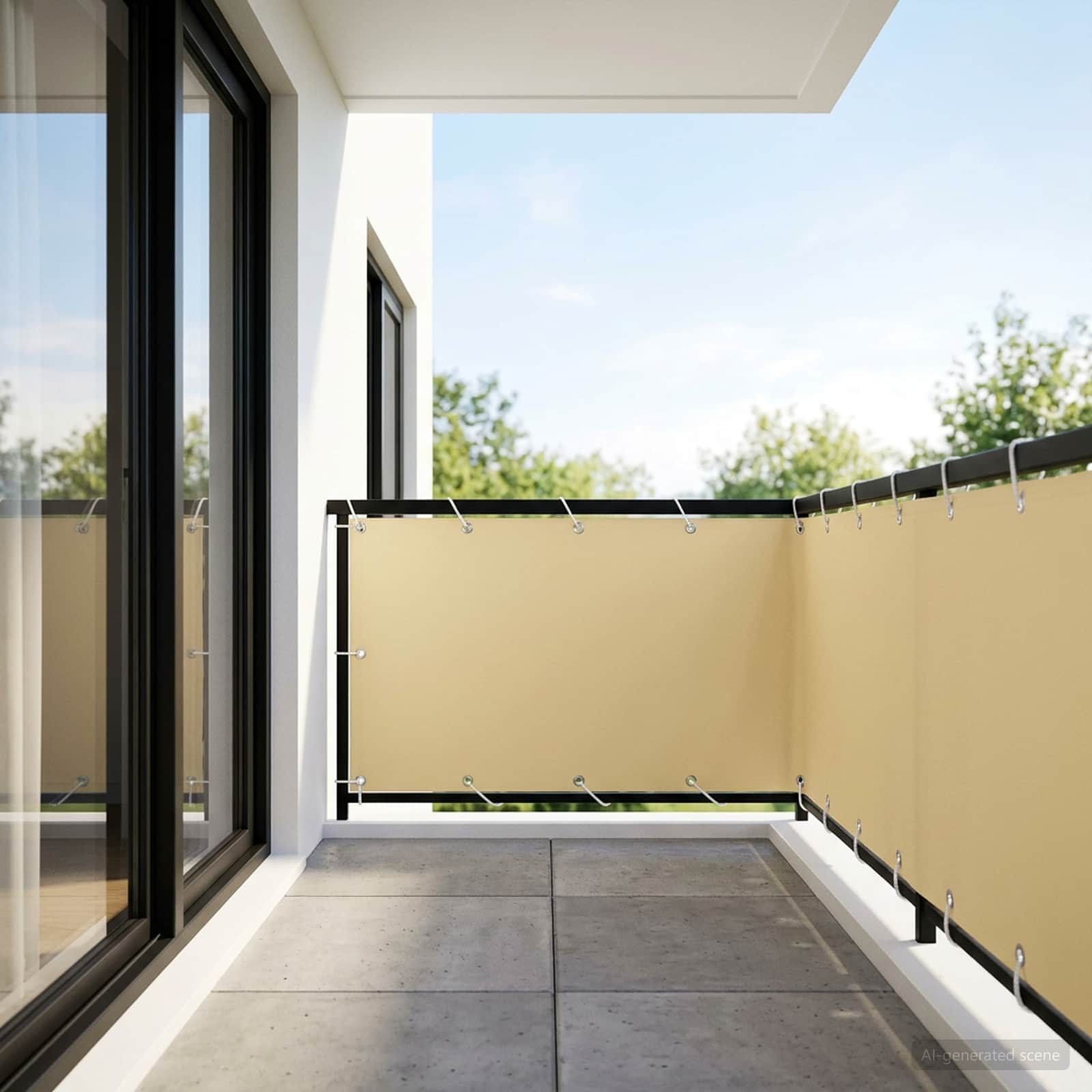 Balkon Privacy Scherm 1,5 x 25 m Stof met PU-coating Beige