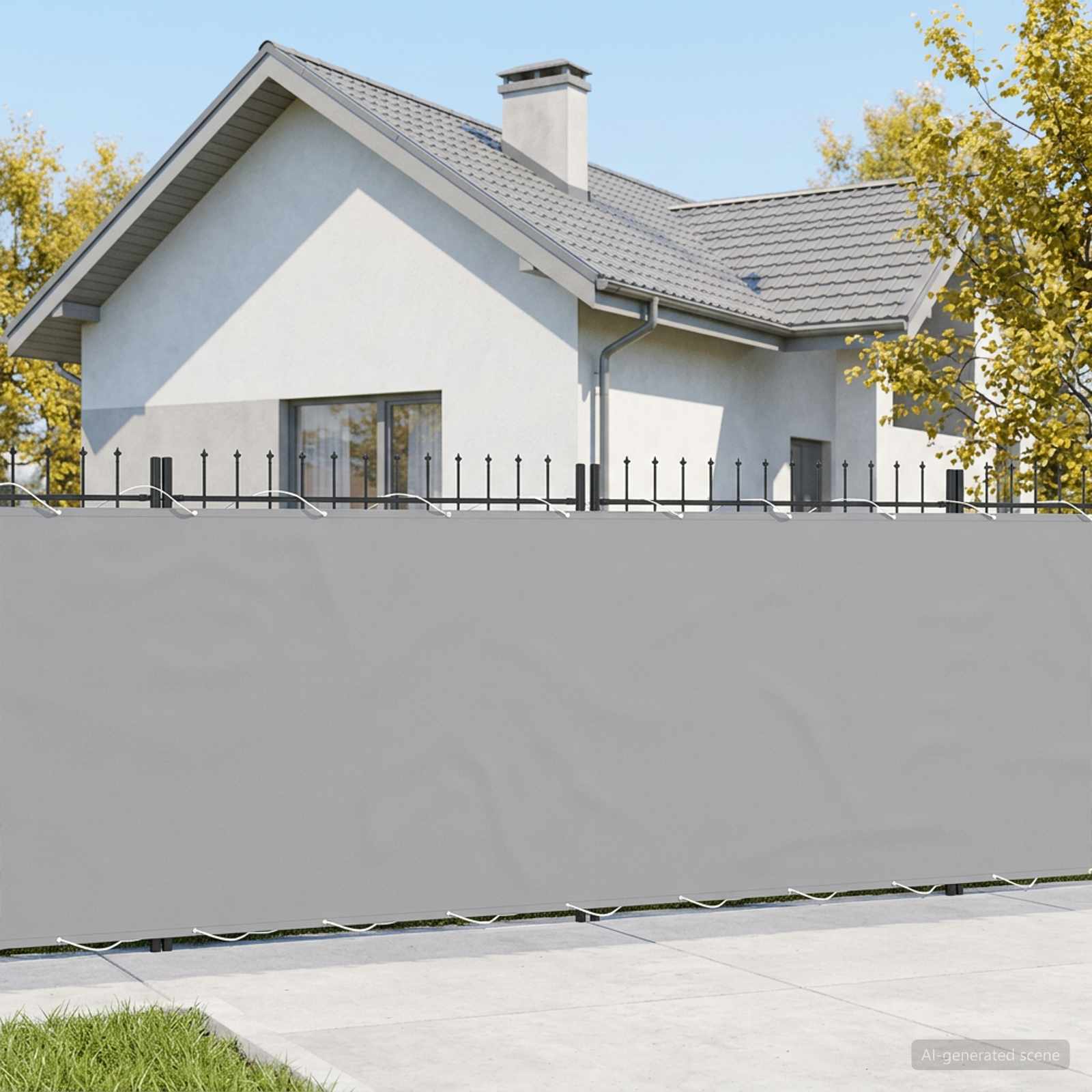 Balkon Privacy Scherm 1,8 x 15 m Stof met PU-coating Lichtgrijs – afbeelding 1
