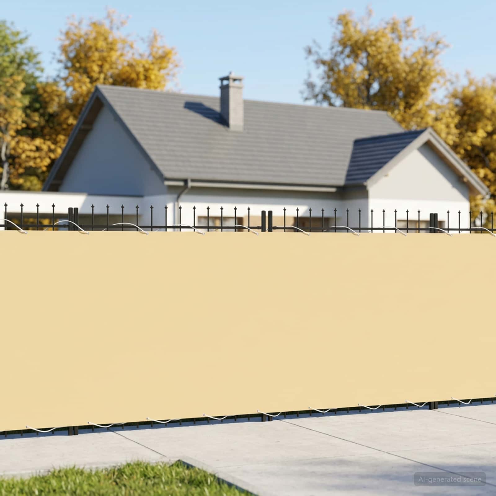 Balkon Privacy Scherm 1,8 x 15 m Stof met PU-coating Beige – afbeelding 1