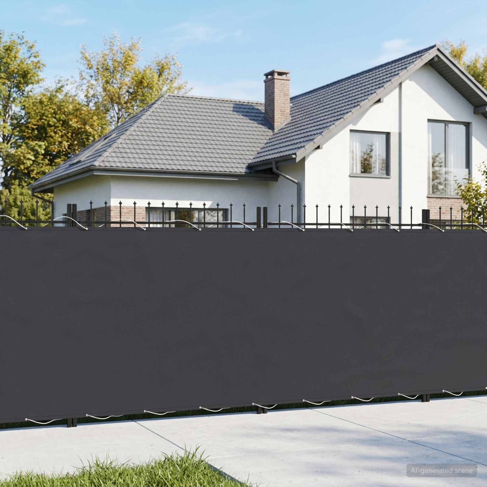Balkon Privacy Scherm 1,8 x 15 m Stof met PU-coating Zwart