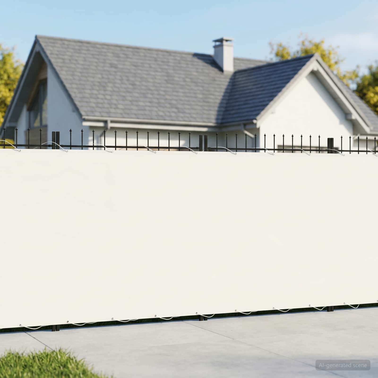 Balkonscherm 1,8 x 25 m Stof met PU-coating Wit – afbeelding 1