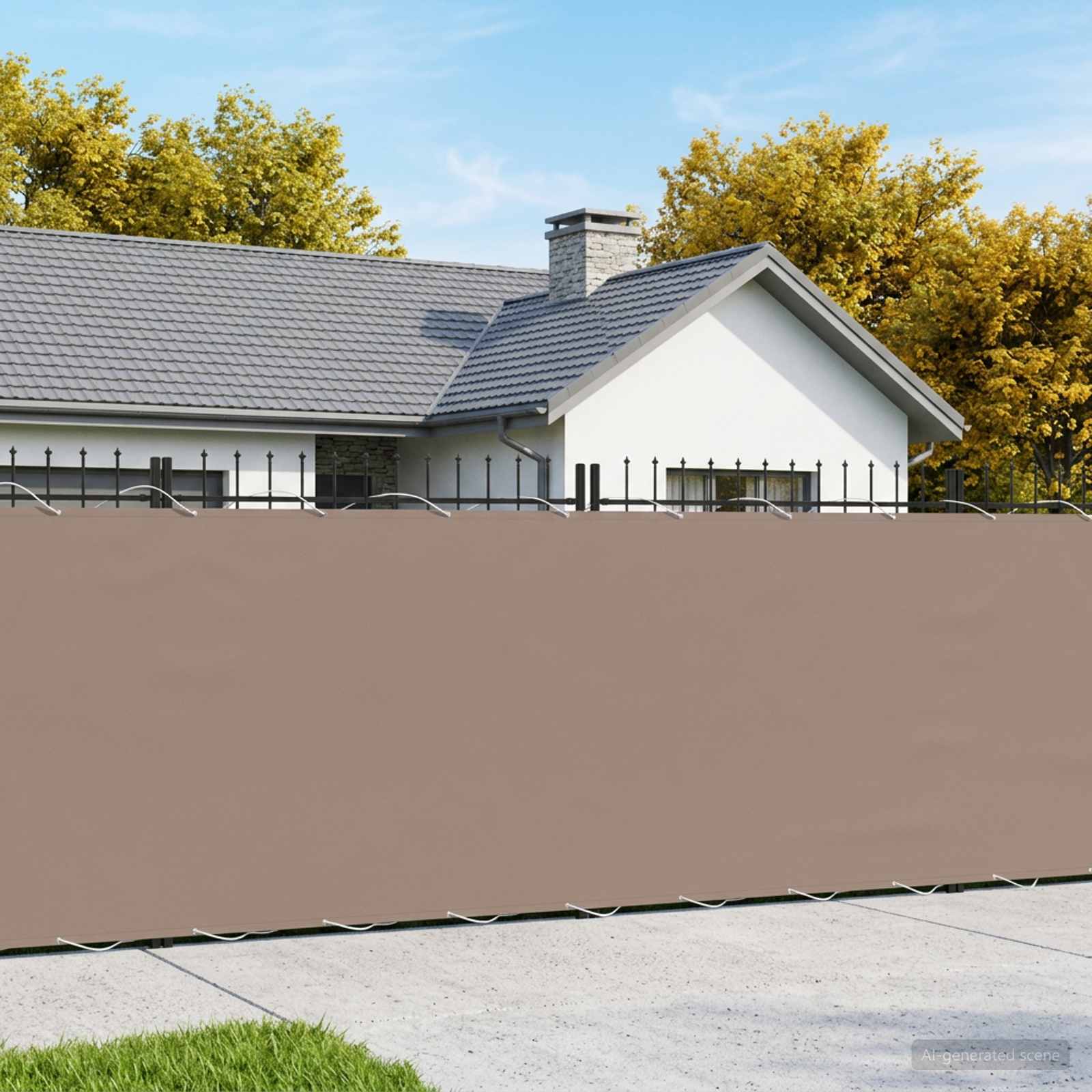 Balkon Privacy Scherm 1,8 x 25 m Stof met PU-coating Taupe – afbeelding 1