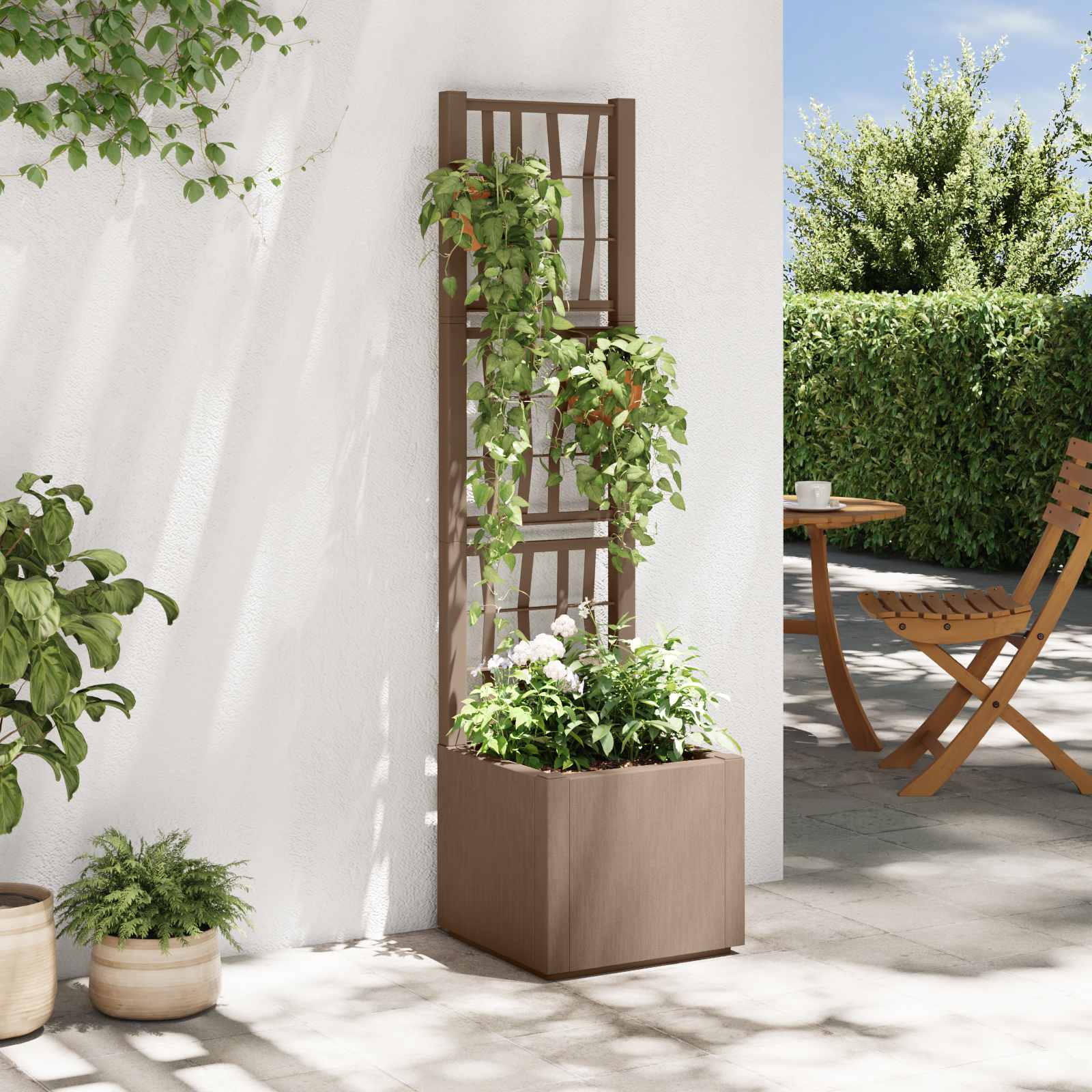 Tuindruppel met Trellis Bruin 36 x 36 x 140 cm PP