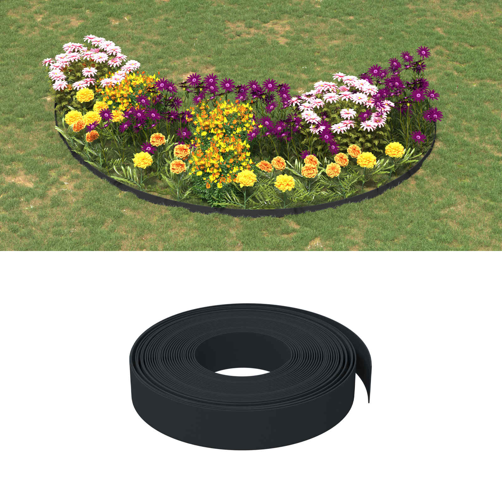 Tuinkanten 25 m 10 cm PE Zwart – afbeelding 1
