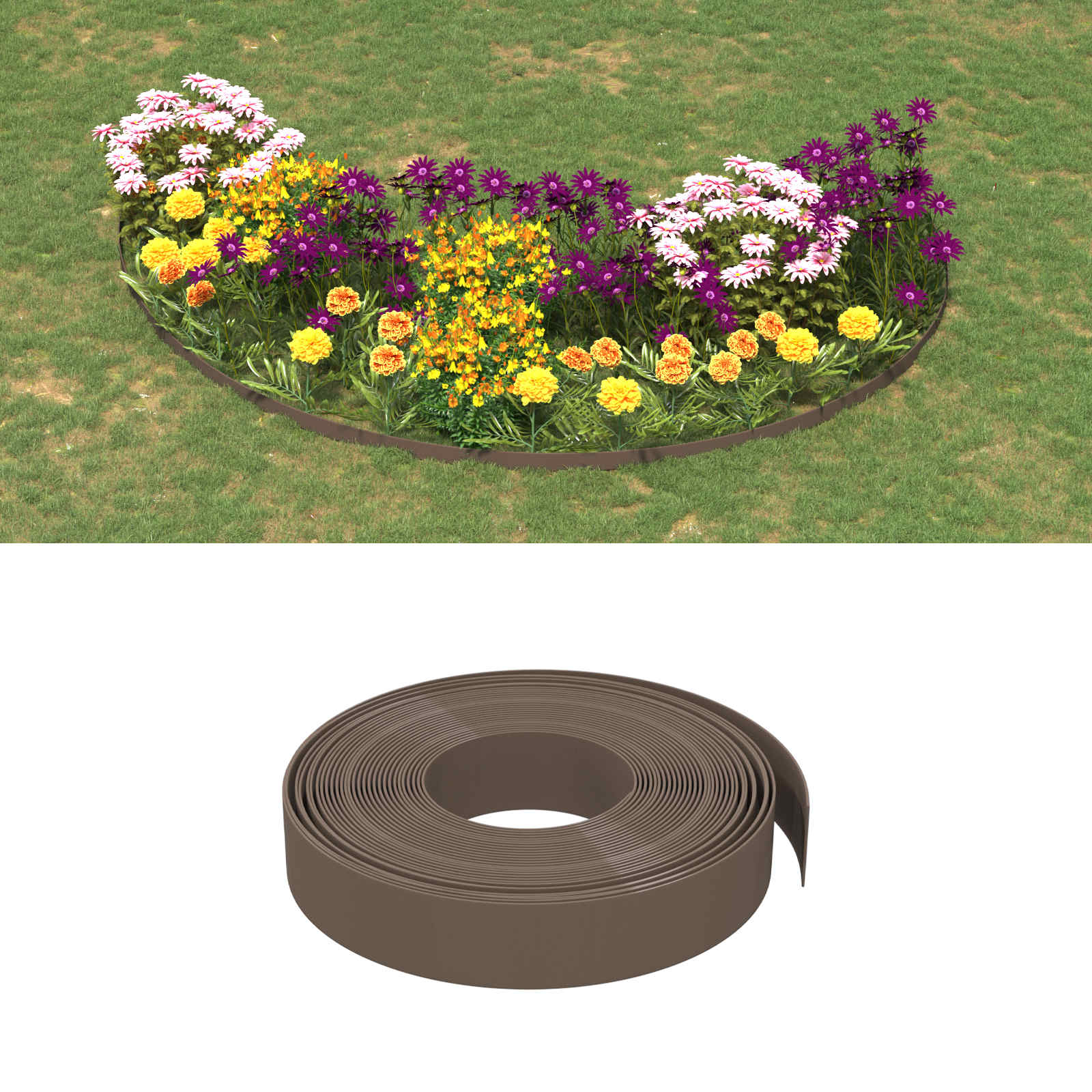 Tuinkanten 25 m 10 cm PE Bruin – afbeelding 1