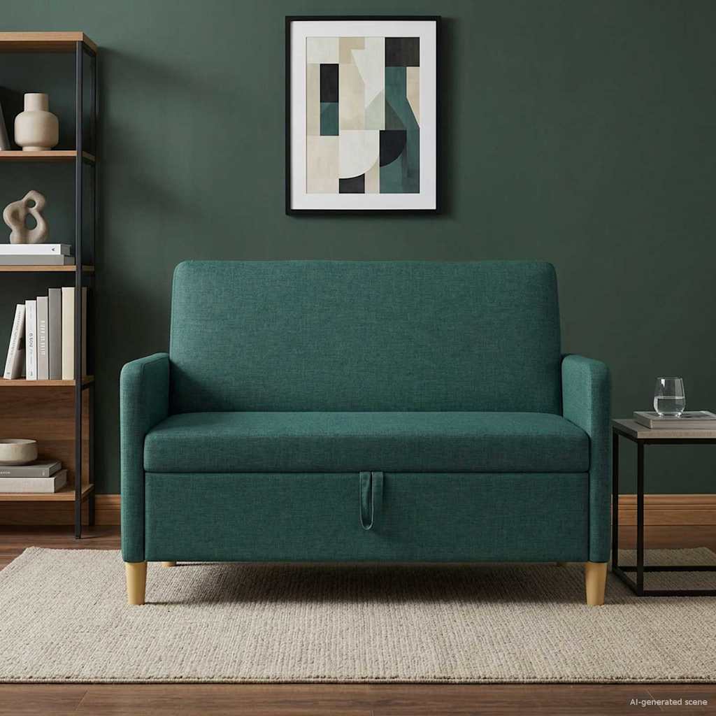 Bank met opslag Donkergroen 122 x 78 x 87 cm Polyester – afbeelding 1