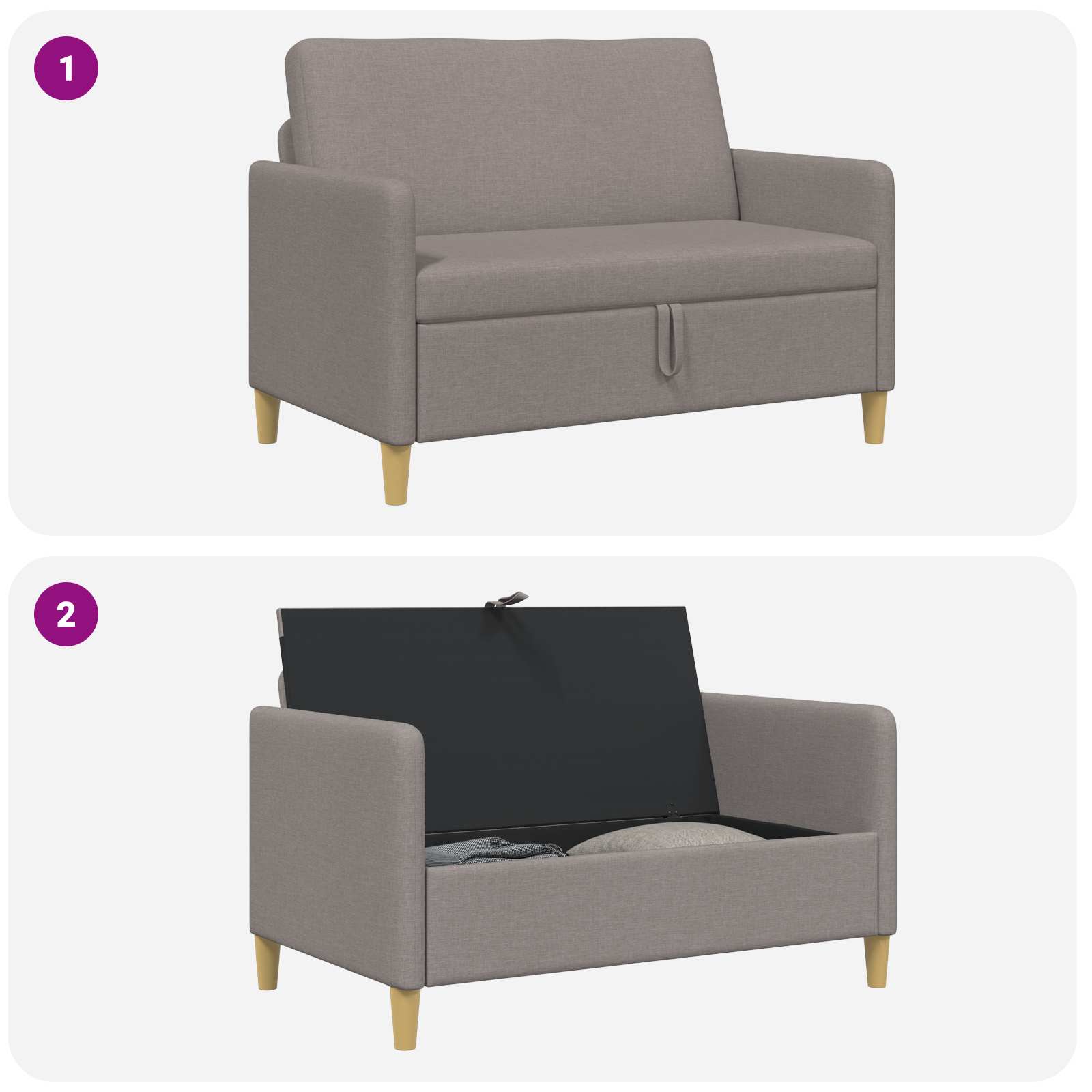 Bank met opslag Taupe 122 x 78 x 87 cm Polyester – afbeelding 8