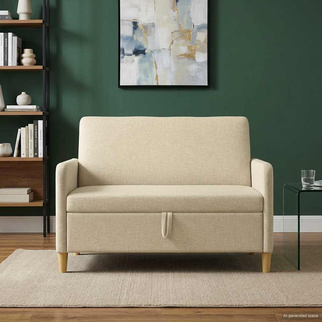 Bank met opslag Crèmekleurig 122 x 78 x 87 cm Polyester