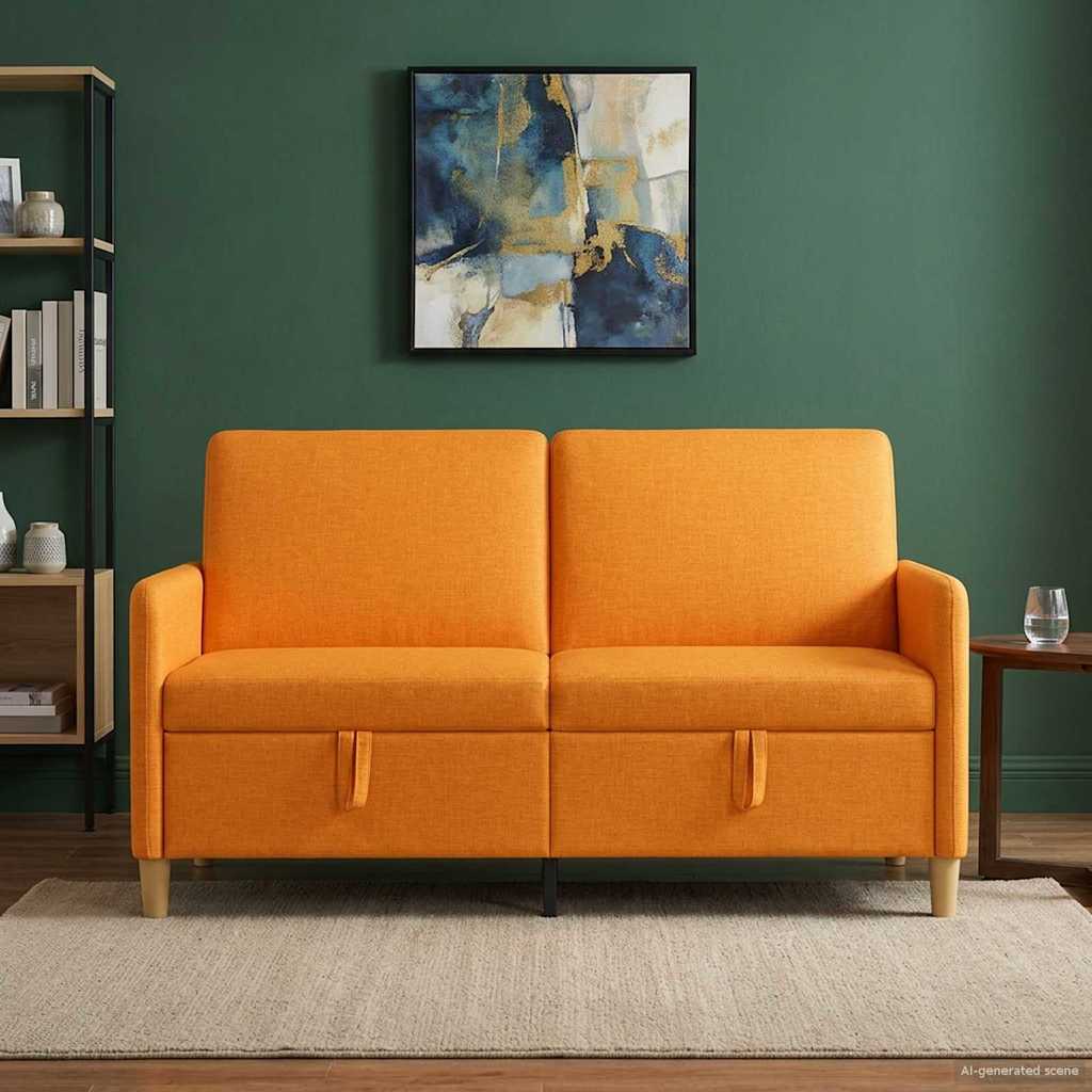 Bank met opslag Donkergeel 152 x 78 x 87 cm Polyester – afbeelding 1