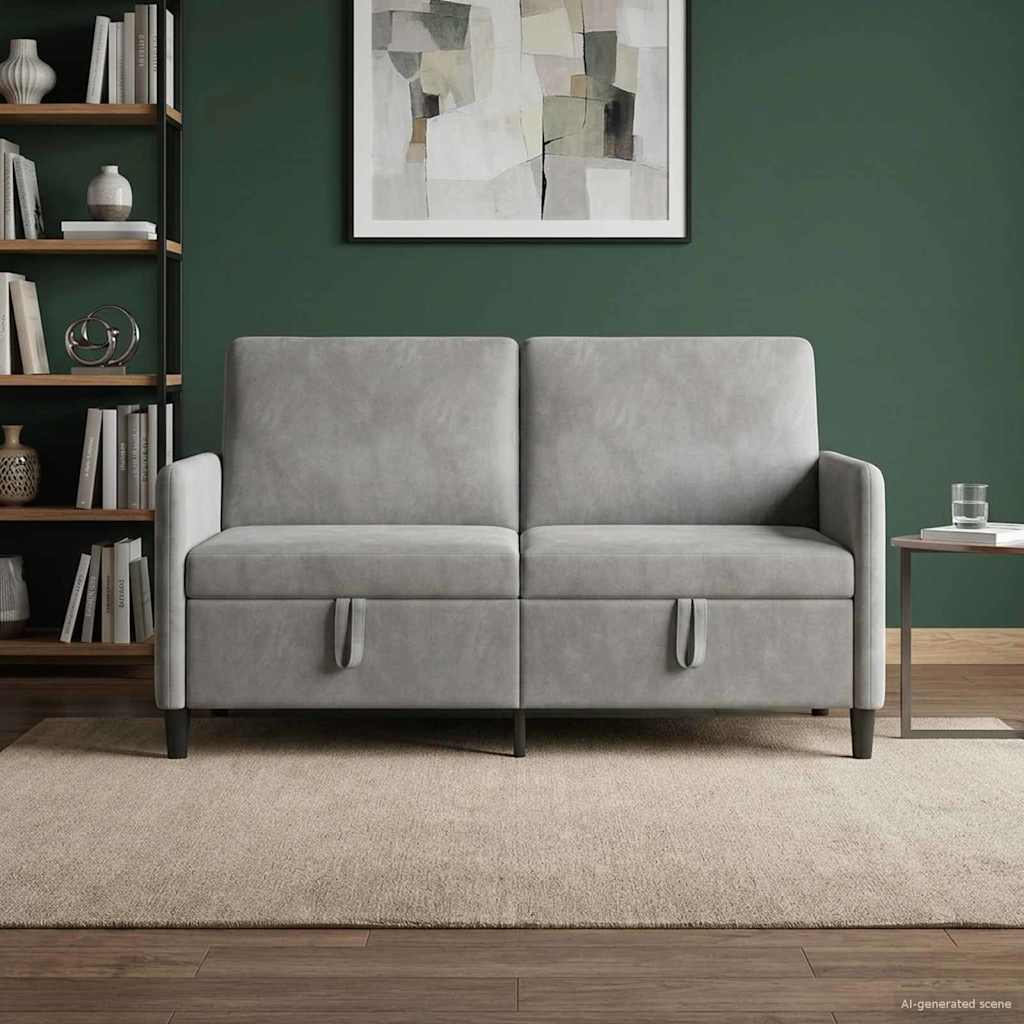 Bank met opslag Lichtgrijs 152 x 78 x 87 cm Polyester – afbeelding 1